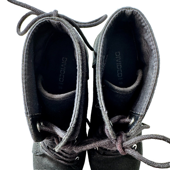 Canvas Chunky Platform Block Heel Combat Boots Divided 8 Grunge Indie Goth Bratz - Picture 7 of 10